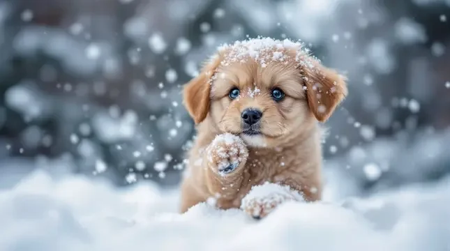 小奶狗第一次看雪